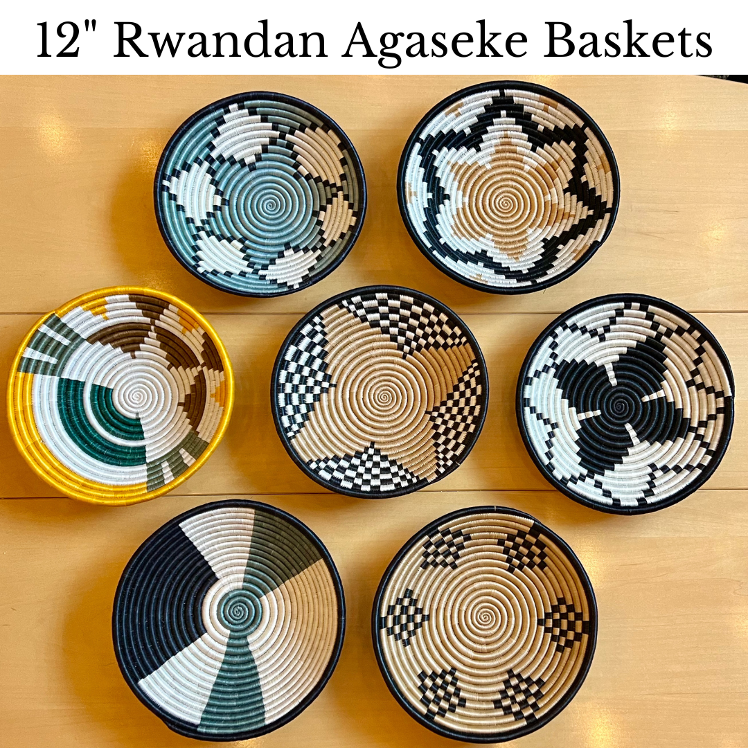 Rwanda Handmade Agaseke Baskets 12" & 6"