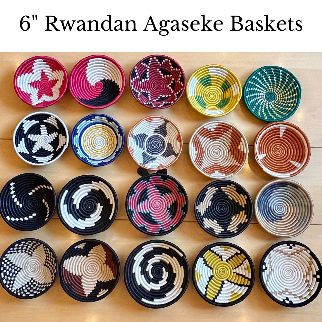 Rwanda Handmade Agaseke Baskets 12" & 6"